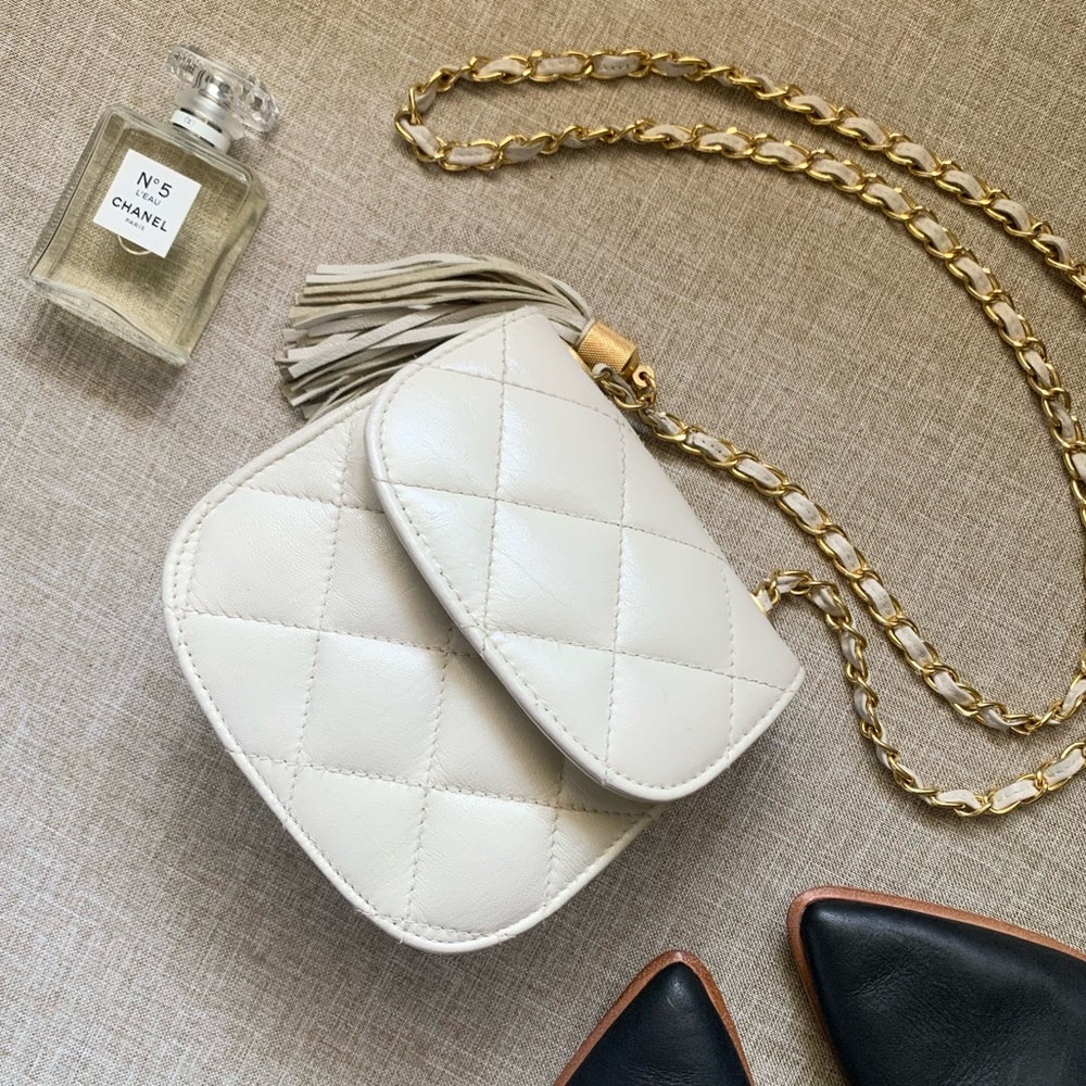 Vintage quilted leather chain flap